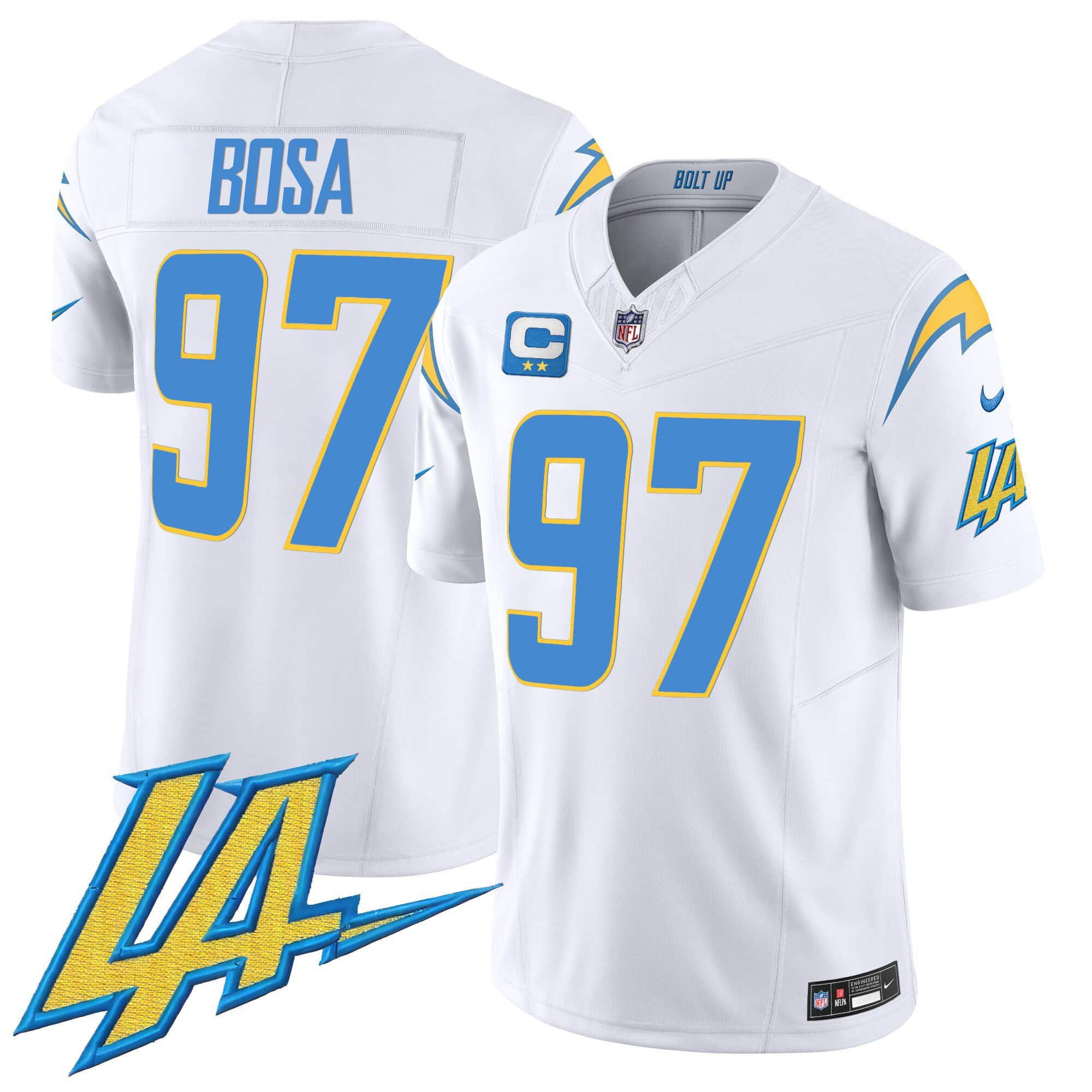 Men Los Angeles Chargers 97 Bosa White 2024 Nike Vapor Limited NFL Jersey
